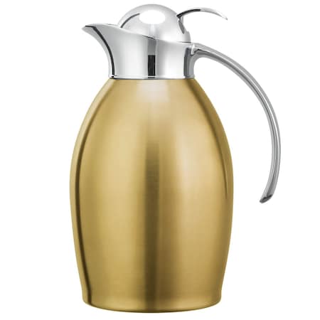 Service Ideas Nicollet Series Push Button Stainless Vacuum Insulated Carafe, 33.8 Ounce, Vintage Gold NIC10BSPBVG
